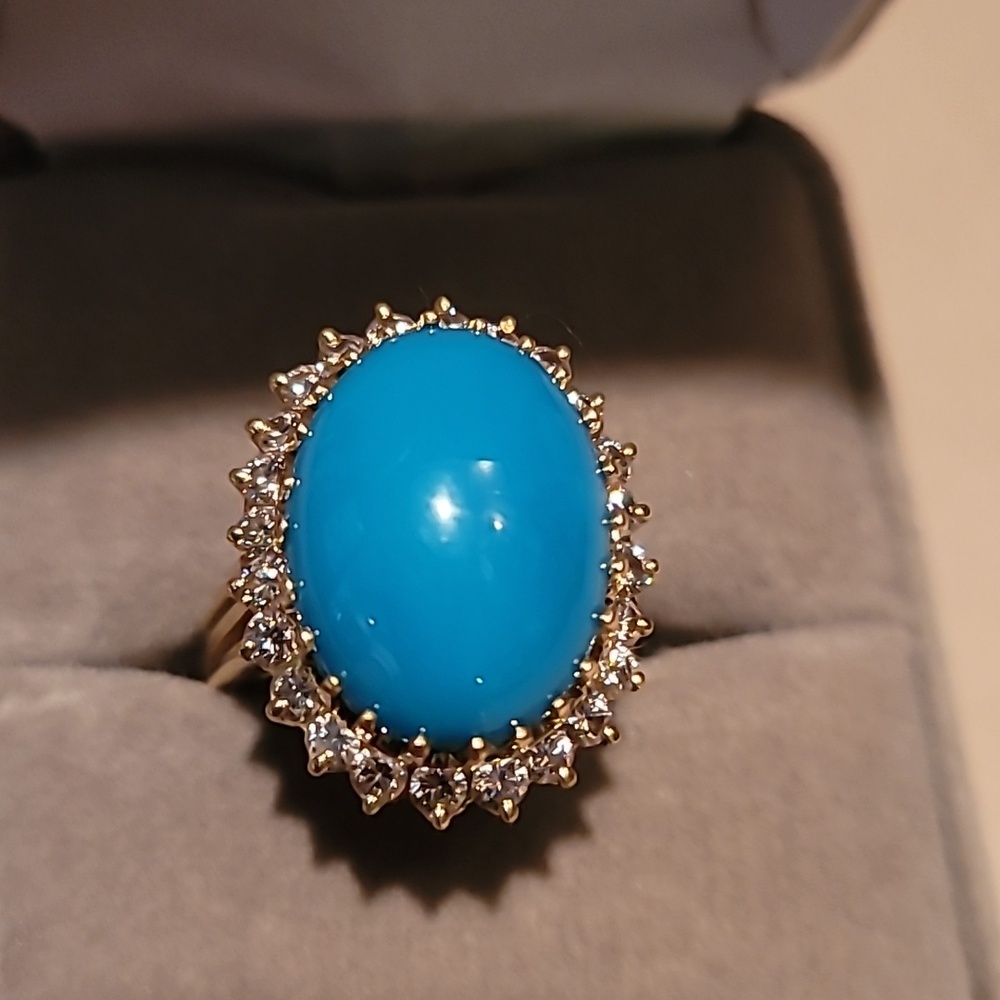 18k Vintage Torguise Sleeping Beauty Gemstone Ring - Picture 5 of 7